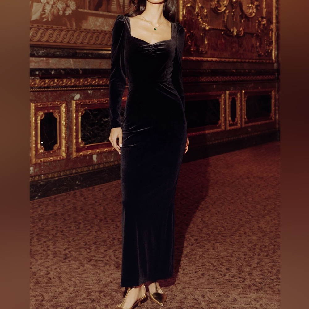 NWT Lichi Black Velvet Maxi Dress